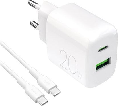 Ładowarka sieciowa Puro PROLITE 20W USB-A / USB-C + kabel USB-C - USB-C 1.2m - biała