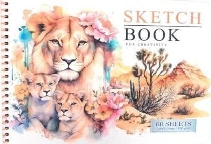 Szkicownik A5/60K gładki Lwy FRESH