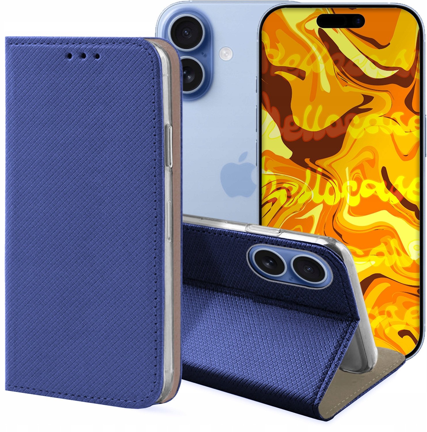 ETUI Z KLAPKĄ DO APPLE IPHONE 17 GRANATOWE ZAMYKANE MAGNETYCZNE OCHRONNE