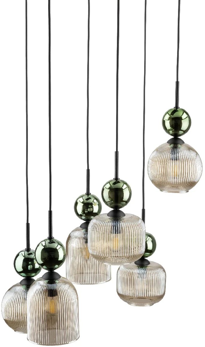 Glamour lampa zwisająca Sophia Green 11150 klosze żebrowane zielony