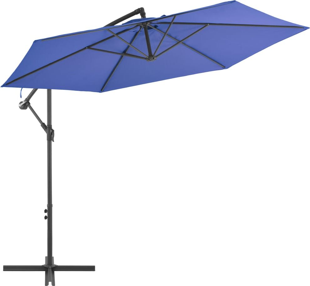 vidaXL Parasol wiszący z aluminiowym słupkiem, 300 cm, niebieski