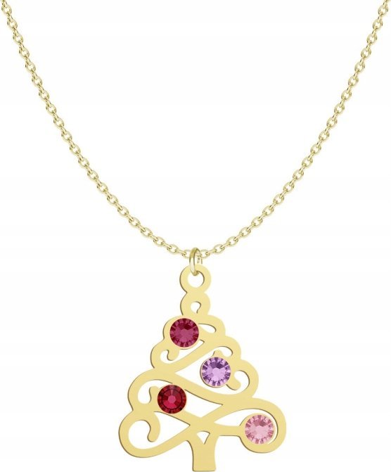 Radziszewska Jewellery Prezent na Święta Złoty Naszyjnik z Choinką 925 ŻYCZENIA GRATIS