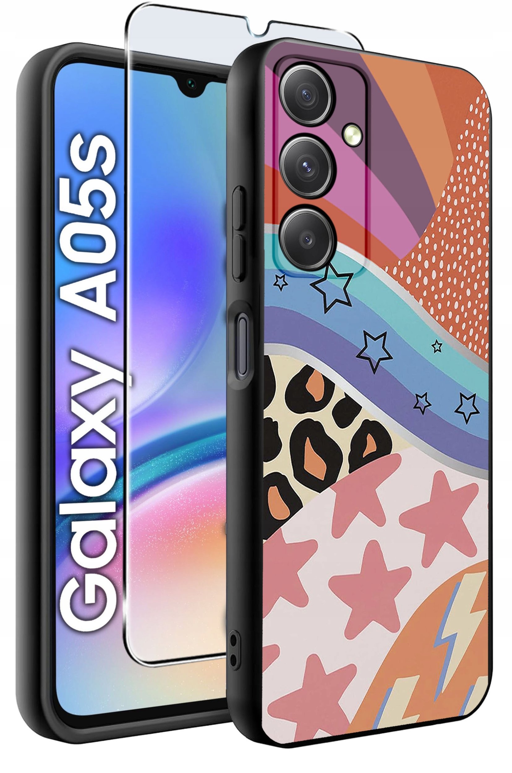 ETUI do Samsung A05s WZORY | SILIKONOWE MATT CASE + SZKŁO 9H