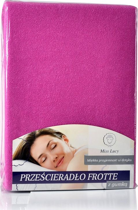 Miss Lucy Prześcieradło Frotte z gumką 180 x 200 cm amarant