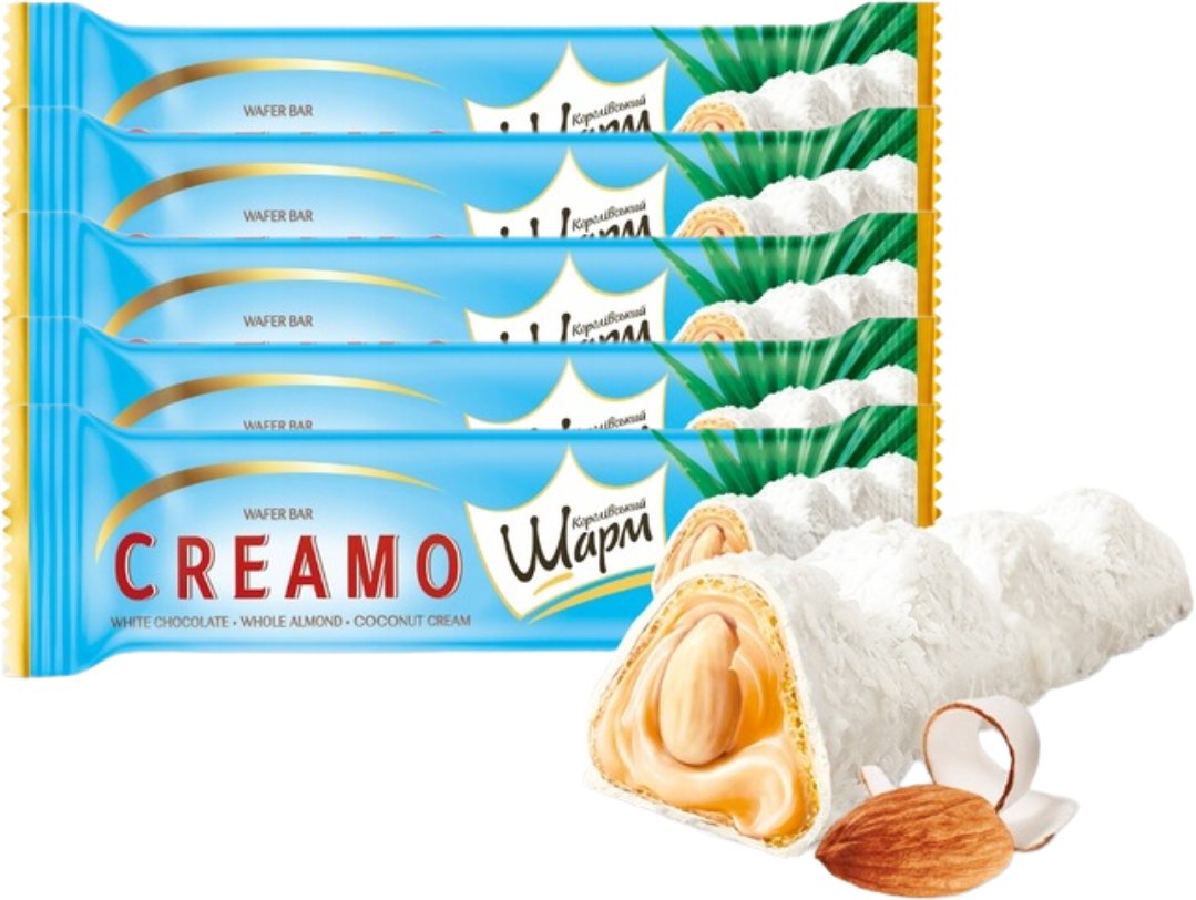 ABK Publications Wafelek Creamo z nadzieniem o smaku kokosowo-migdałowym 29 g x 5 sztuk
