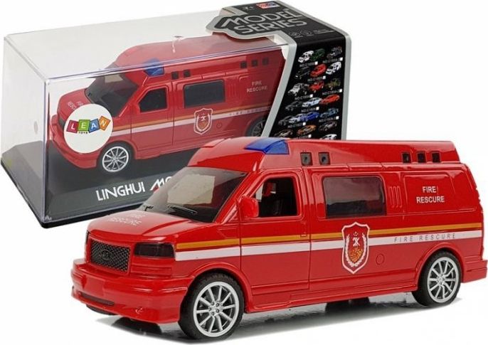 Lean Sport Auto Straż Pożarna z Naciągiem ze światłami i dźwiękiem