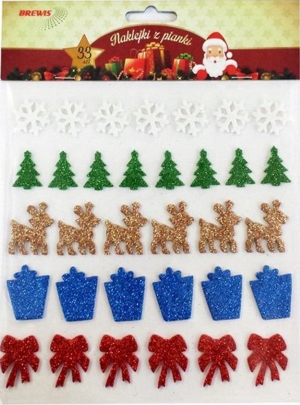 BREWIS Naklejki z pianki z brokatem 33szt