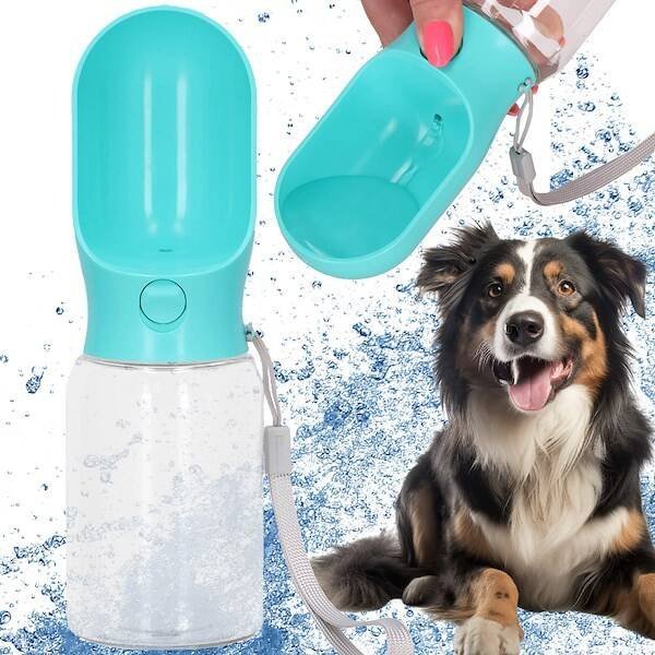 Springos Butelka na wodę dla psa i kota, z poidełkiem i smyczą 340 ml turystyczna UNIWERSALNY