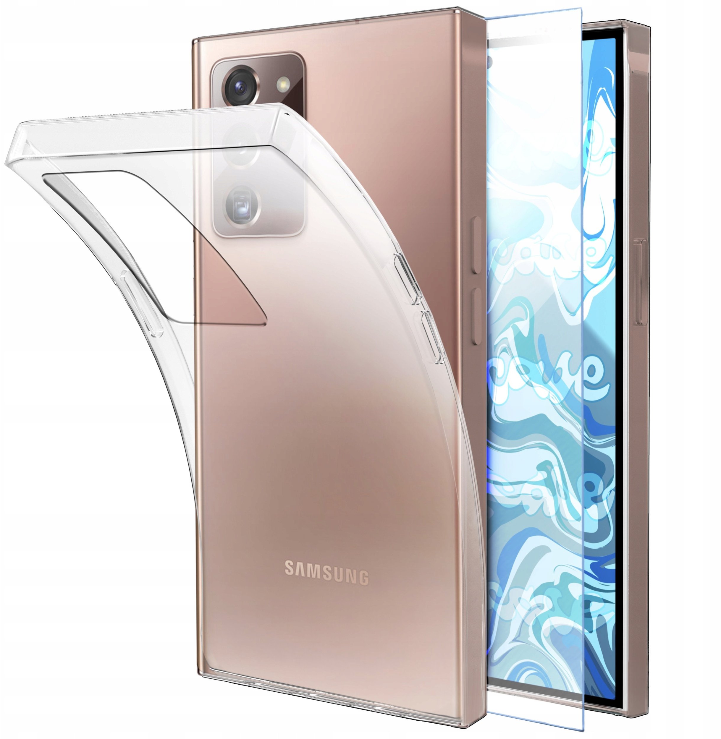 ETUI DO SAMSUNG GALAXY NOTE 20 GUMOWE OBUDOWA CASE SILIKON SLIM SZKŁO 9H