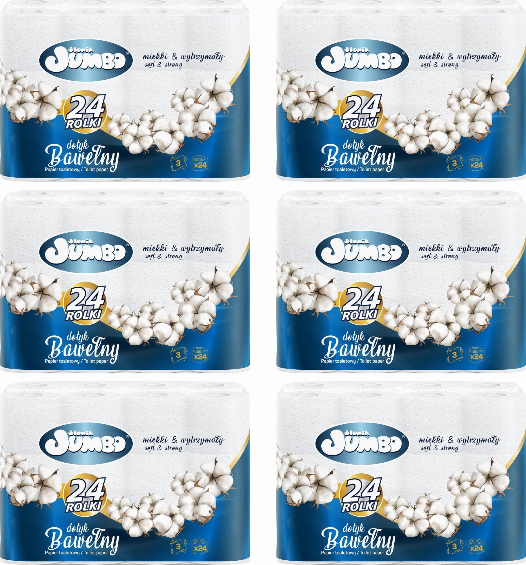 Jumbo Papier toaletowy 24R SŁONIK JUMBO BAWEŁNA 3W - 144 Rolki