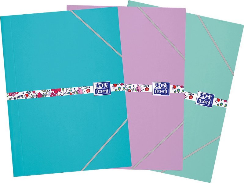 Oxford Teczka kartonowa z gumką Oxford Floral Pastel A4 mix kolorów