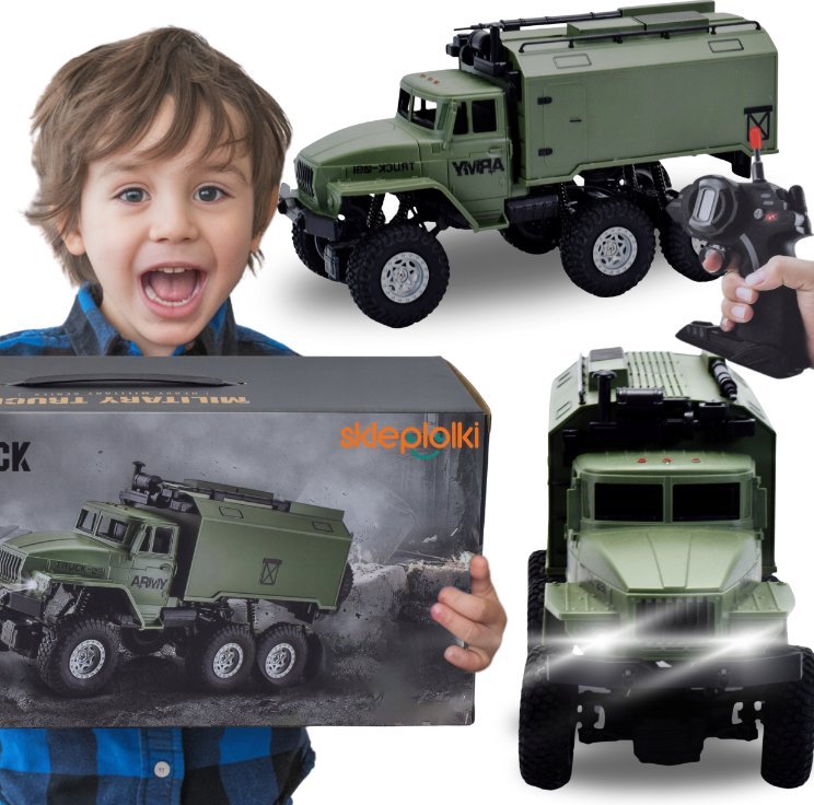 Skleplolki ZDALNIE STEROWANY WOJSKOWY DUŻY SAMOCHÓD URAL MODEL NA PILOT ŚWIECI DŹWIĘK