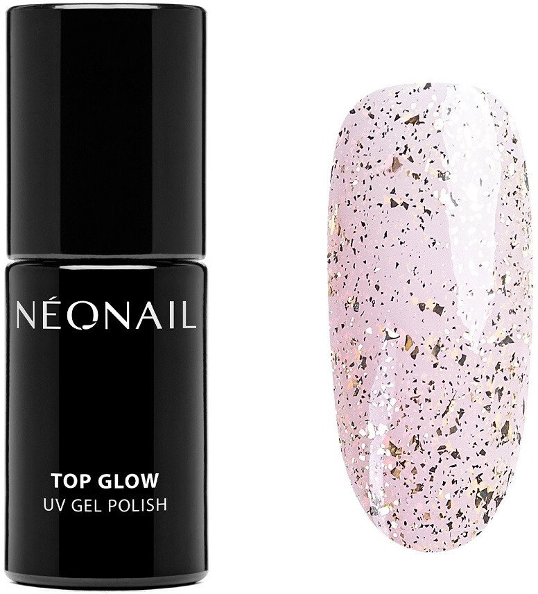 NeoNail Top Glow top hybrydowy Gold Flakes 7.2ml
