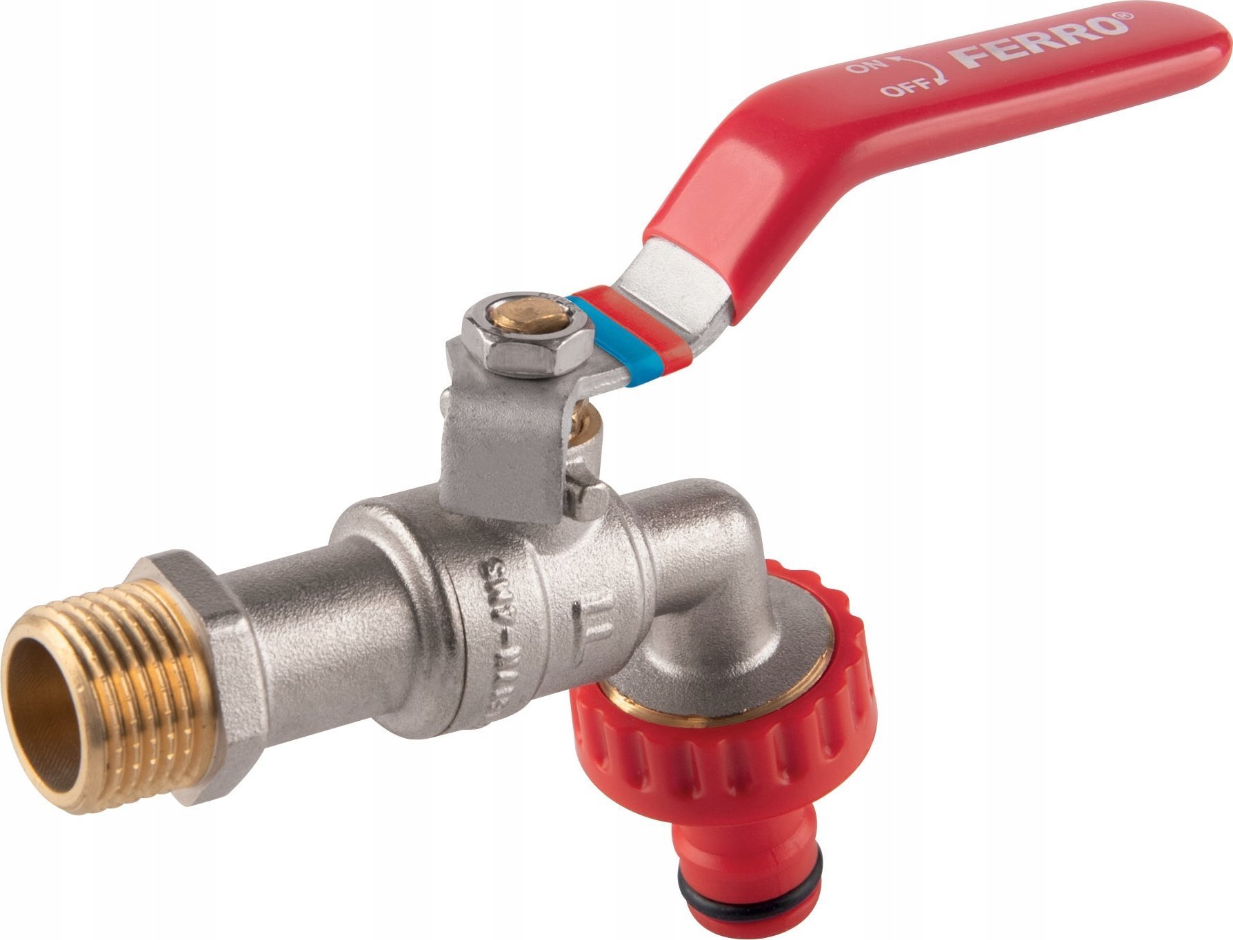 Ferro KCPN1 ZAWÓR CZERP.KULOWY Z PLAST. SZYBKOZŁĄCZKĄ 1/2" FERRO // ZKC-15-PLAST-R-COMFORT-FER