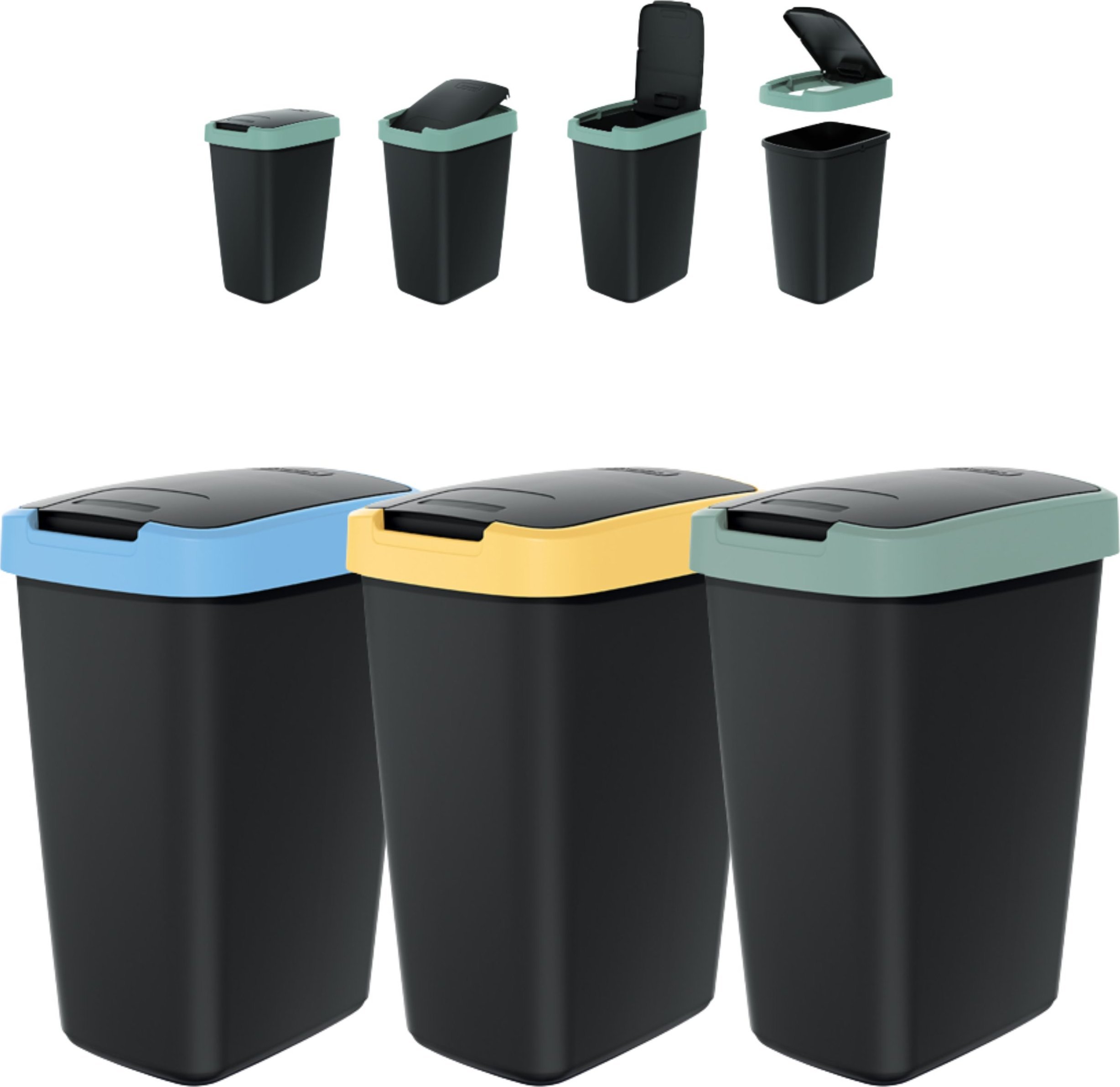 Kosz na śmieci Prosperplast 3x Kosz na śmieci 12l COMPACTA Zestaw do sortowania