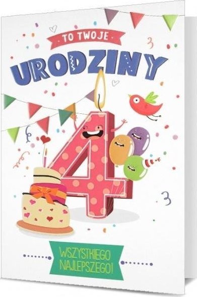 Pan Dragon Karnet B6 HM-200 4 Urodziny, świeczka cyfra HM200-2602