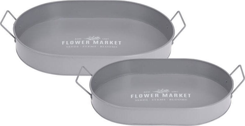 ProGarden Taca do serwowania BOTANICAL, z szerokimi uchwytami, metalowa, 2 sztuki