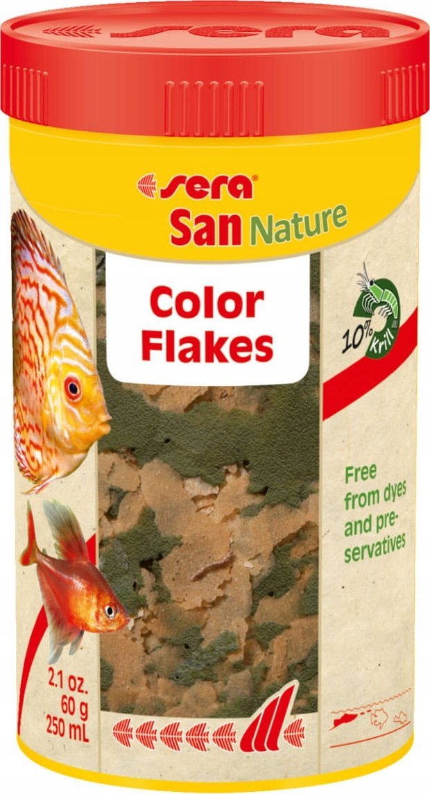 Sera San Nature 250 ml,płatki - pokarm wybarwiający premium