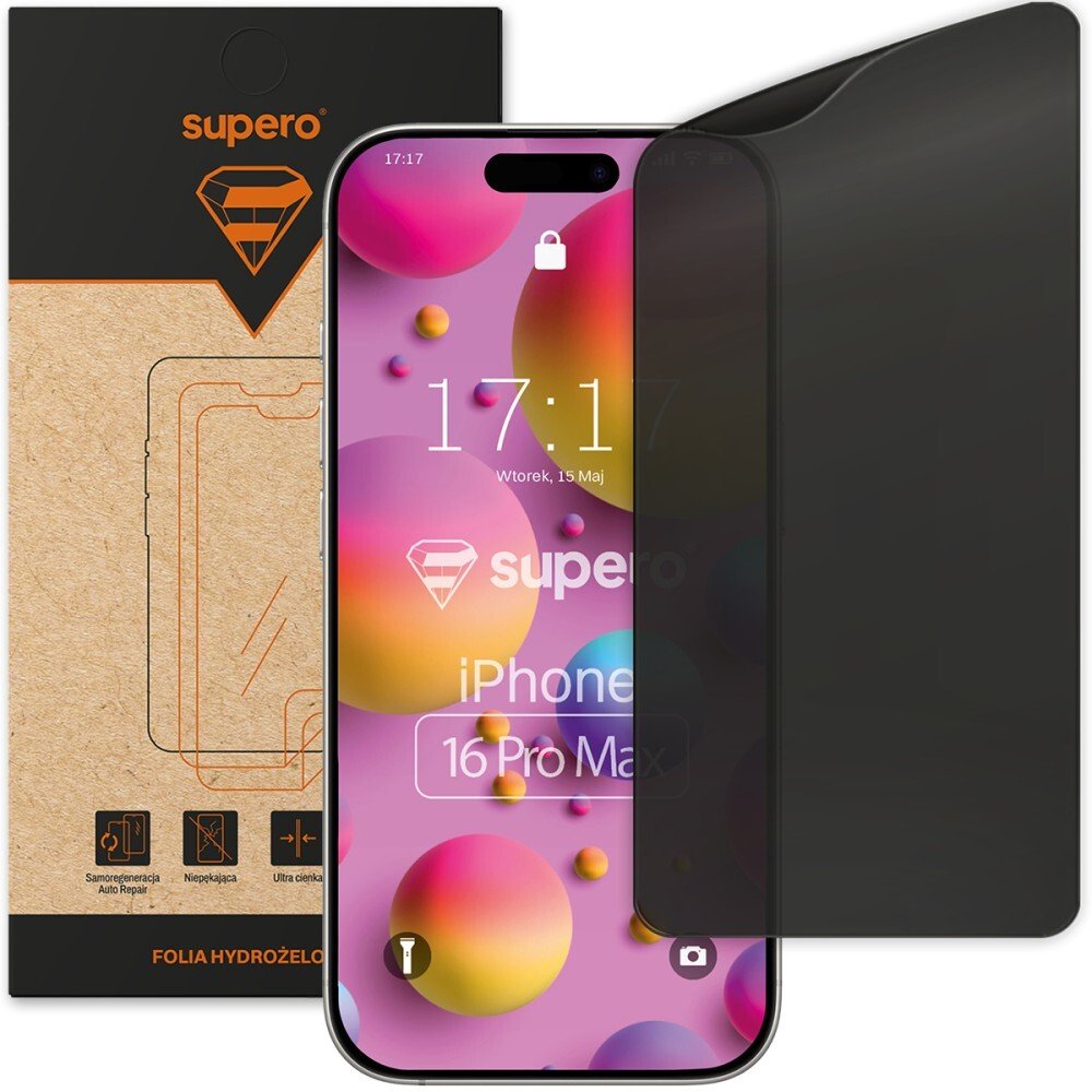 SUPERO Folia hydrożelowa do iPhone 16 Pro Max, prywatności