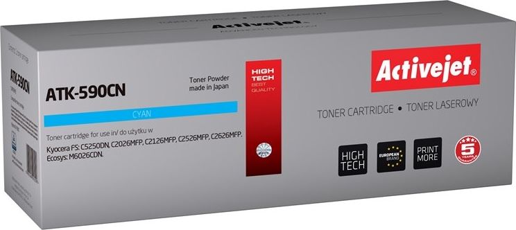 Toner Activejet Activejet Toner Activejet ATK-590CN (zamiennik Kyocera TK-590C; Supreme; 5000 stron; niebieski)