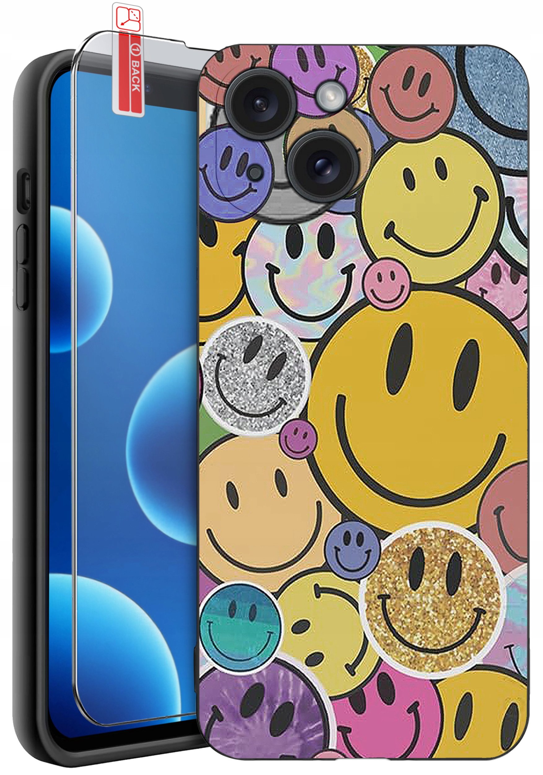 ETUI do iPhone 13 | 14 | WZORY | SILIKONOWE MATT CASE + SZKŁO 9H