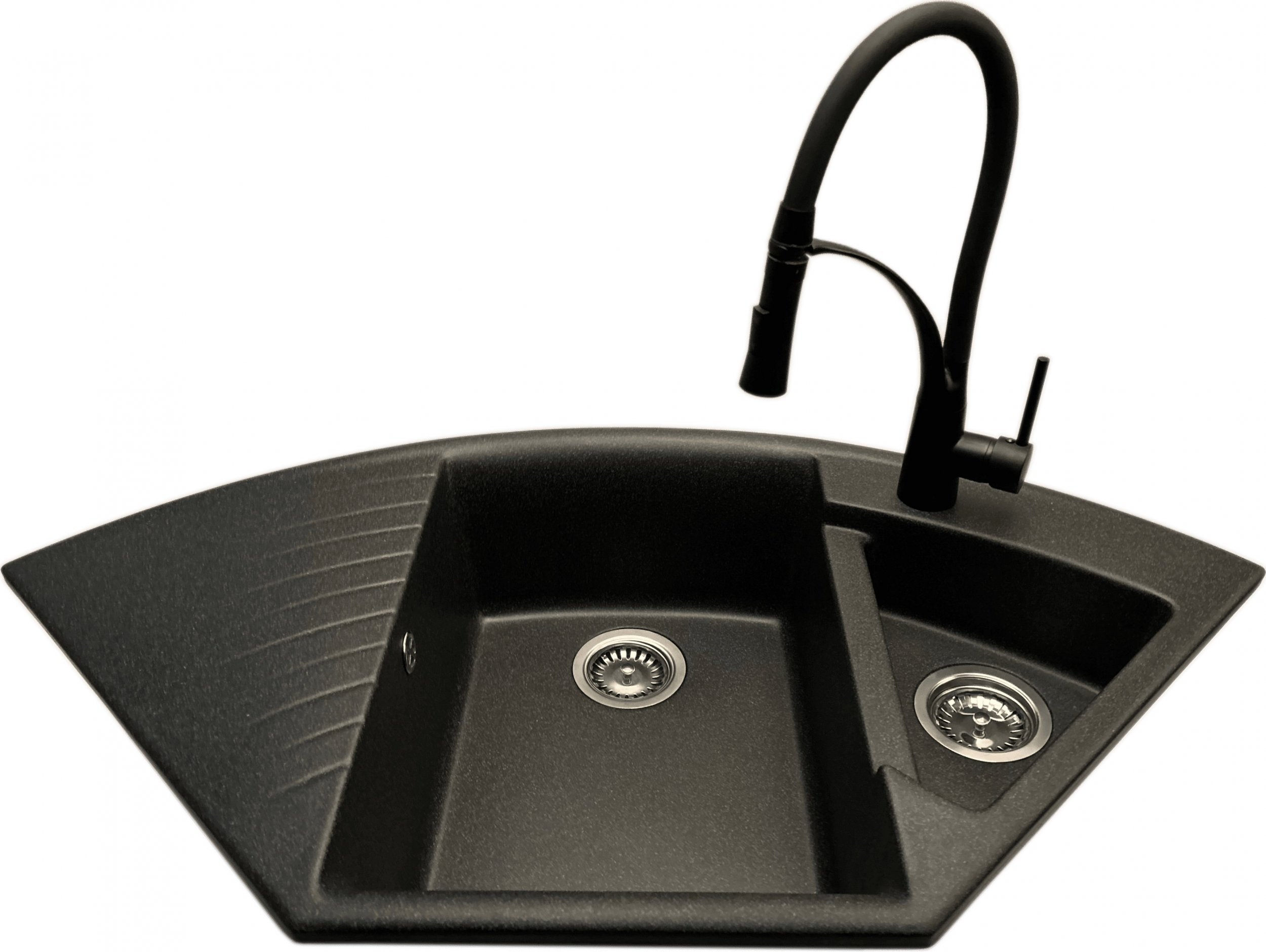 Zlewozmywak PREHNIT Zlewozmywak narożny TREND grafit + bateria NEXO