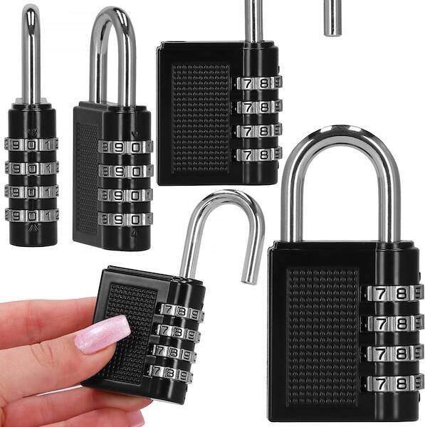 Springos Kłódka szyfrowa, metalowa, zamek 4-cyfrowy do bagażu, sejfu, garażu czarna UNIWERSALNY