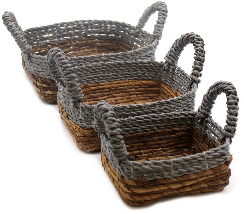 Kosze z Trawy Morskiej - Szara Rafia