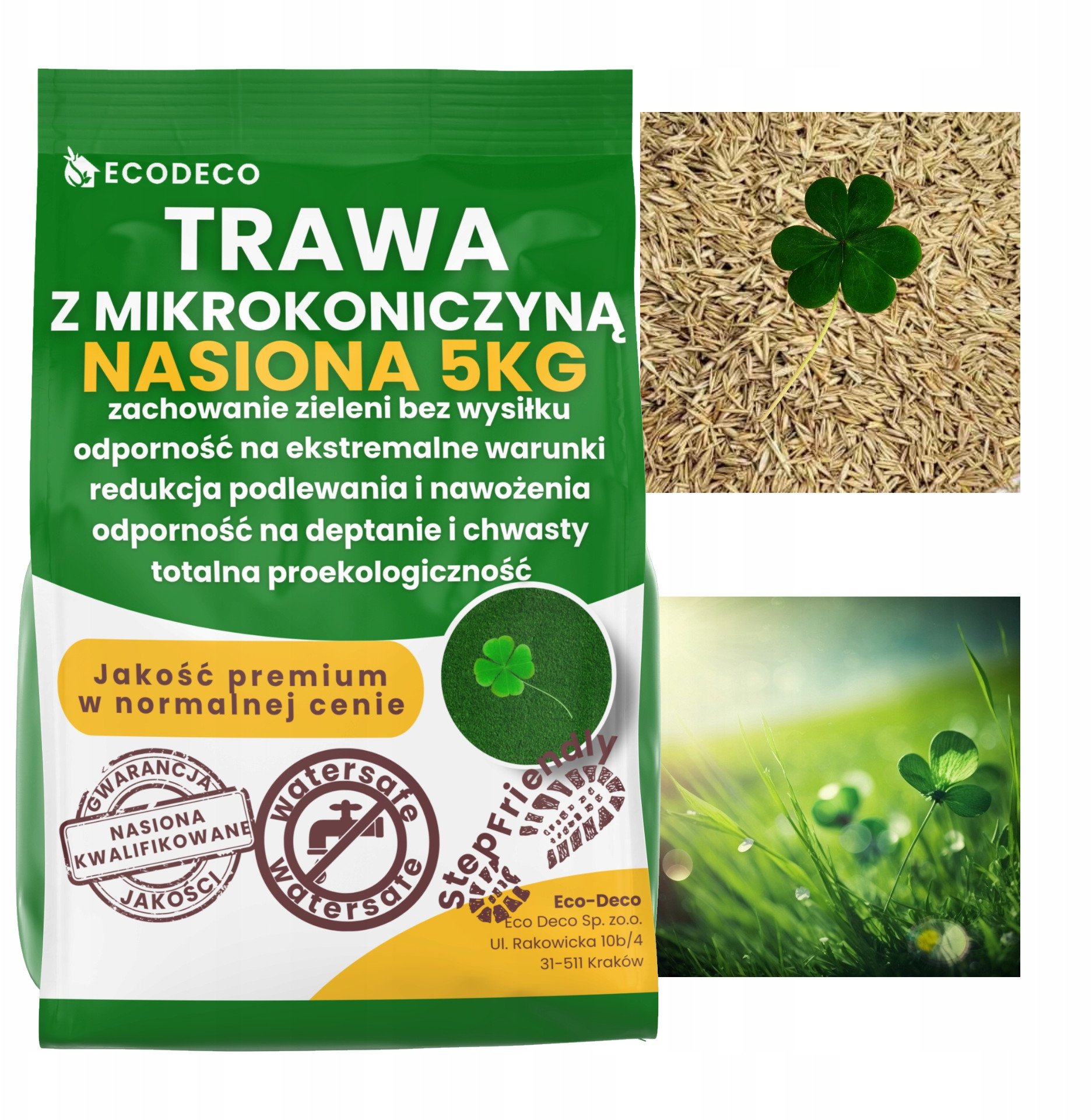 Nasiona Trawy Trawa Uniwersalna z Mikrokoniczyną Samonawożący Mieszanka 5kg