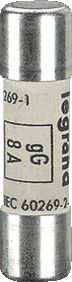 Legrand Wkładka bezpiecznikowa cylindryczna 10x38mm 8A gL 500V HPC (013308)