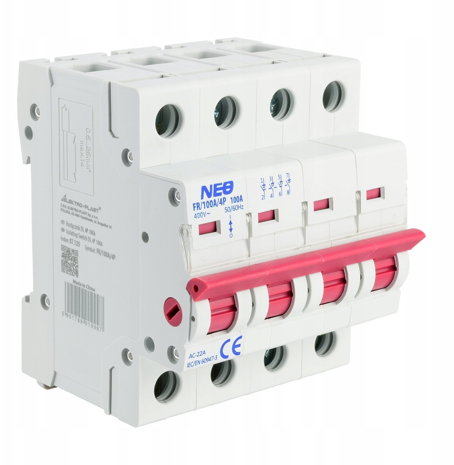 Rozłącznik Izolacyjny NEO DL 4P 100A FR/100A/4P