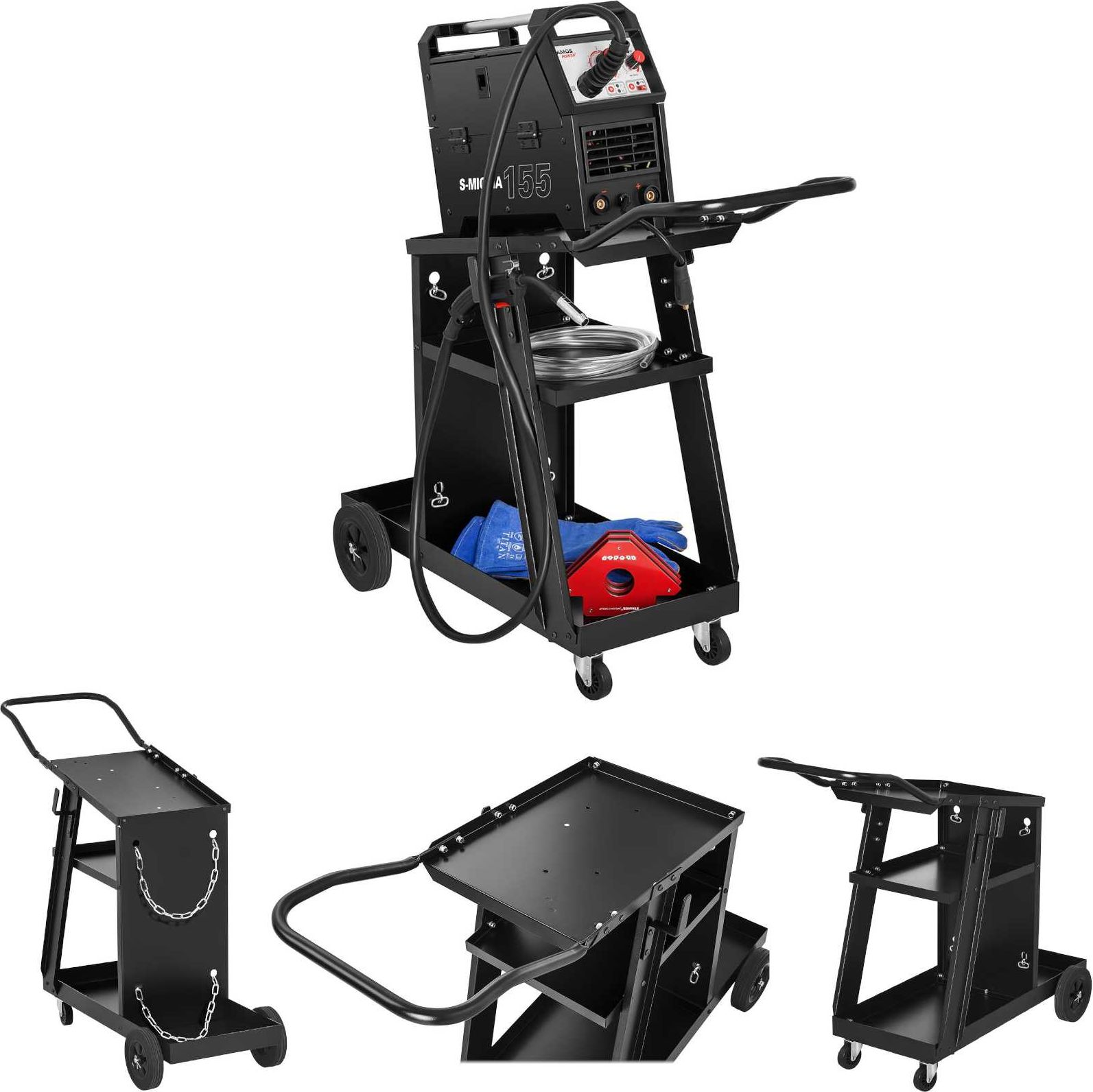 Stamos Wózek spawalniczy warsztatowy stalowy z 3 półkami nośność do 75kg