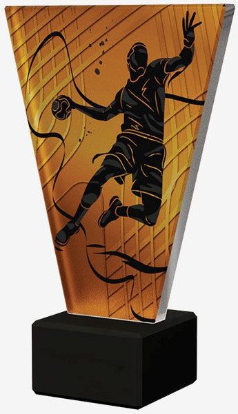 Victoria Sport Monochromatyczne trofeum szklane na podstawie marmurowej - PIŁKA RĘCZNA