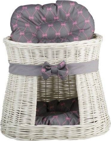 WickerPL CARI BUDA DLA KOTA LEŻAK DLA ZWIERZĄT DOMEK DLA KOTA Z WIKLINY PIĘTROWY Z PODUSZKAMI 50X40 H45 CM