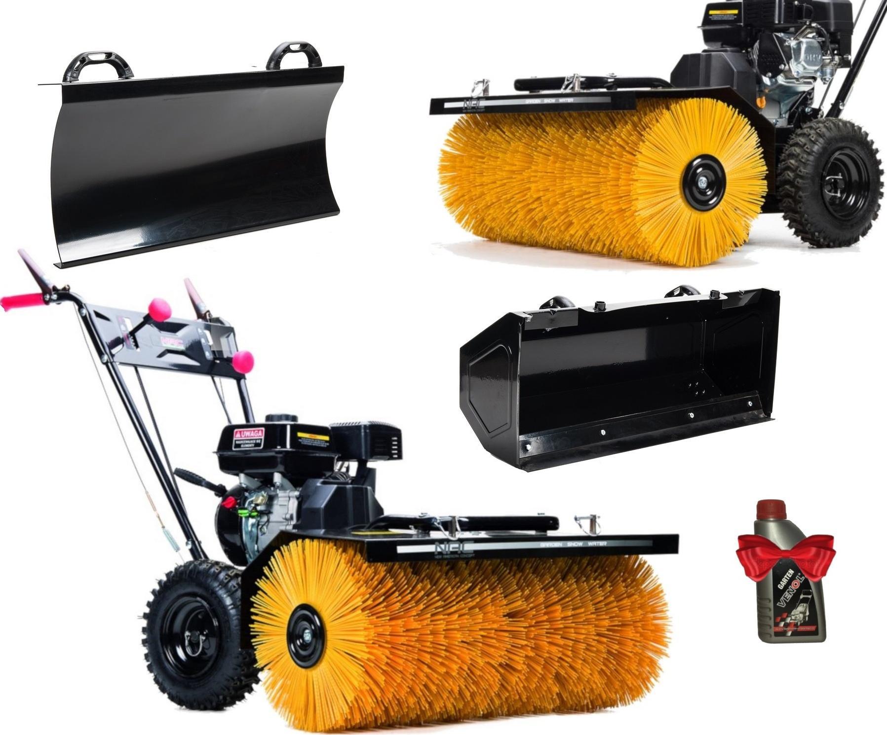 NAC ZESTAW: Zamiatarka SWP80-196L-KC NAC Spalinowa z napędem + Pojemnik + Lemiesz + Olej silnikowy