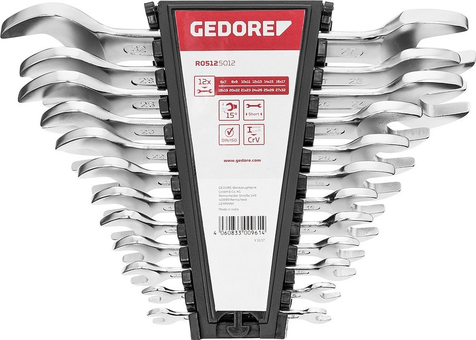 Gedore GEDORE red Double open-ended Spanner Set 12-pieces short