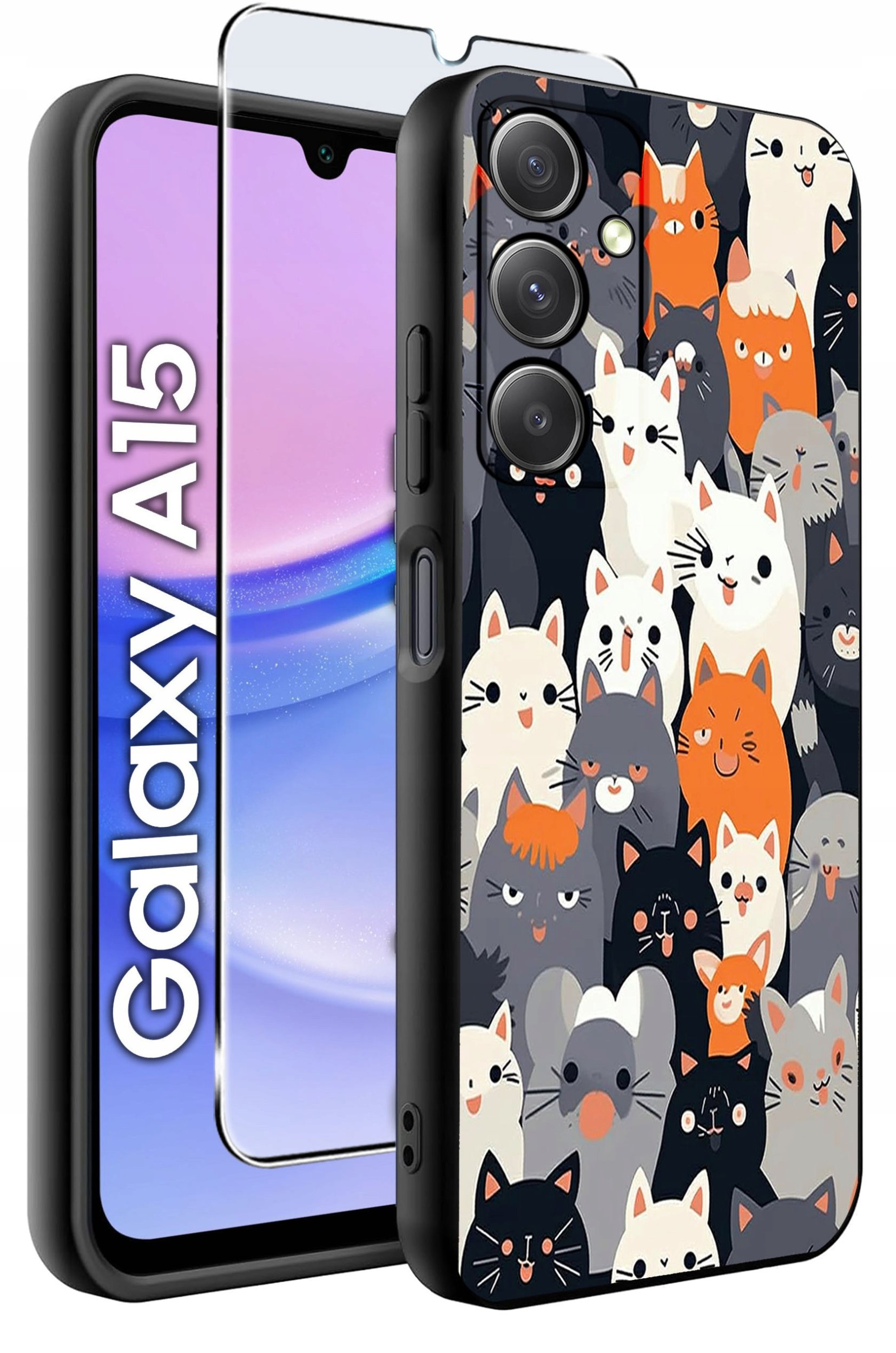 ETUI do Samsung A15 4G | 15 5G WZORY | SILIKONOWE MATT CASE + SZKŁO 9H