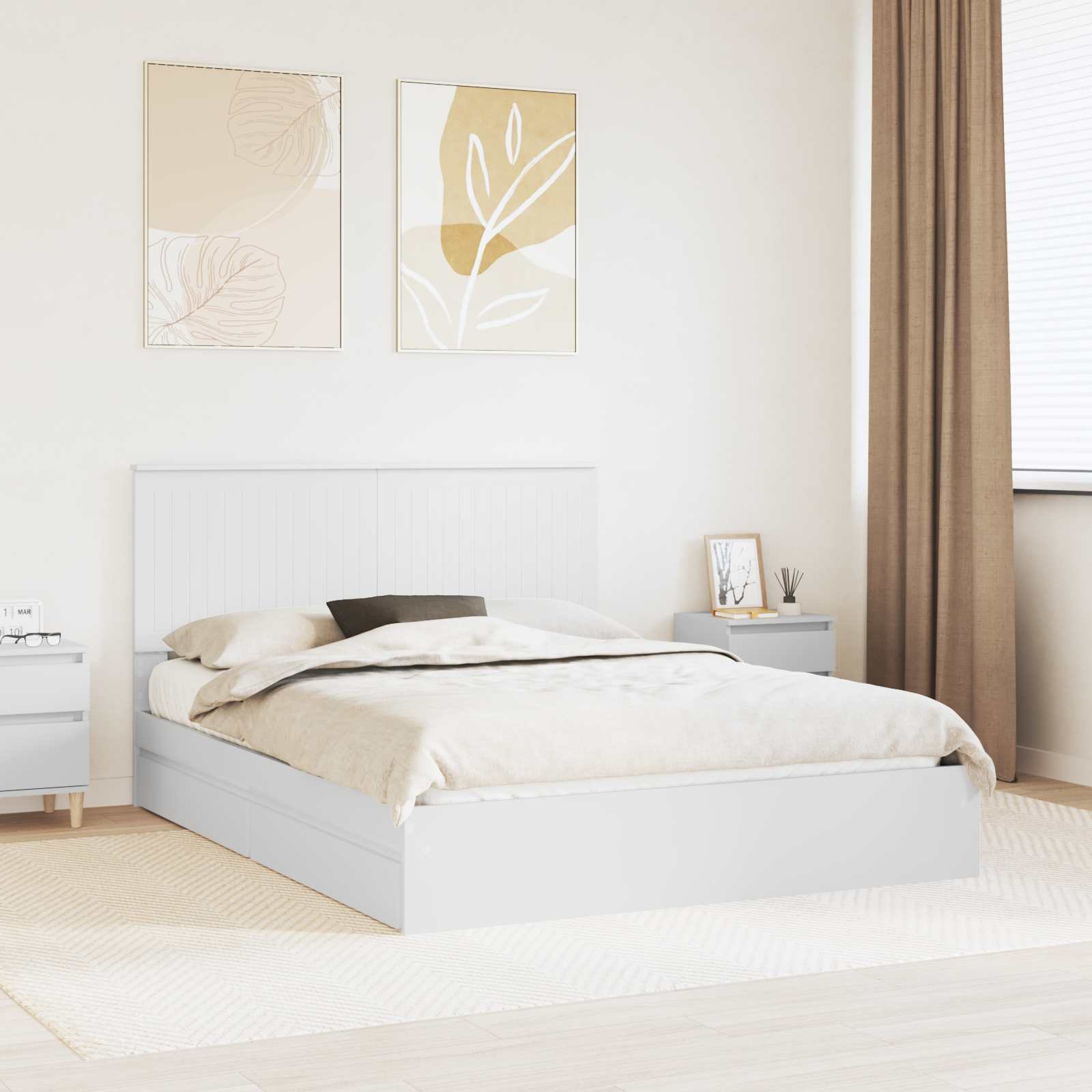 vidaXL Łóżko z miejscem do przechowywania Biały 150 x 200 cm