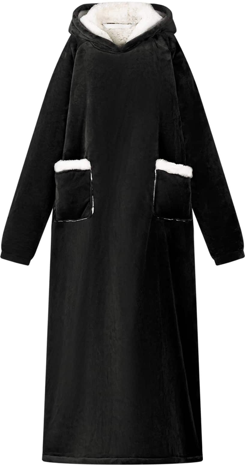 vidaXL Bluza-koc Czarny fleece i flanela