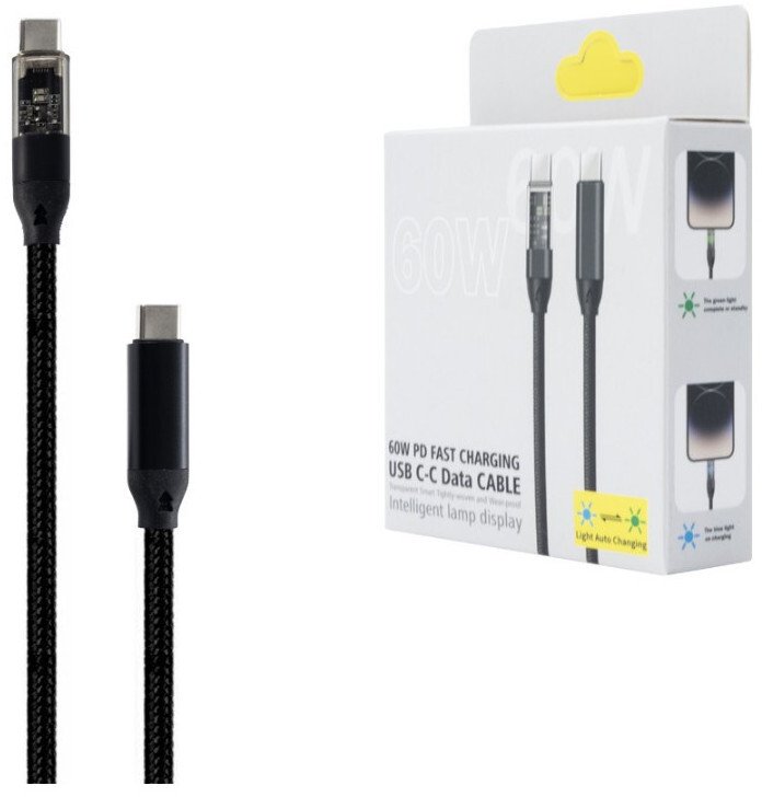 ECOBOX KABEL SZYBKIEGO ŁADOWANIA USB PD TYP-C DO TYP-C 60W CZARNY USB 3.0