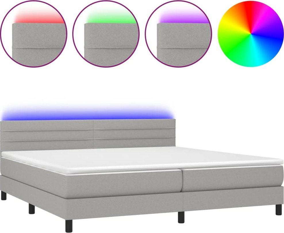 Łóżko Kontynentalne Z Materacem, Jasnoszare, 200X200Cm, Tkanina