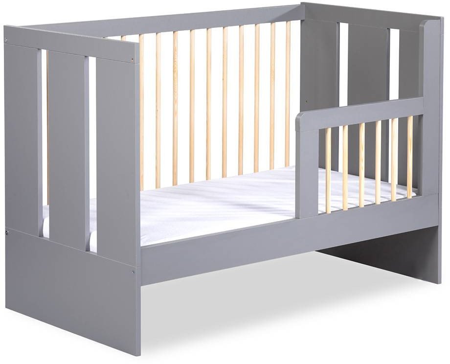 Łóżko PAULINE z barierką grafit-sosna 120x60