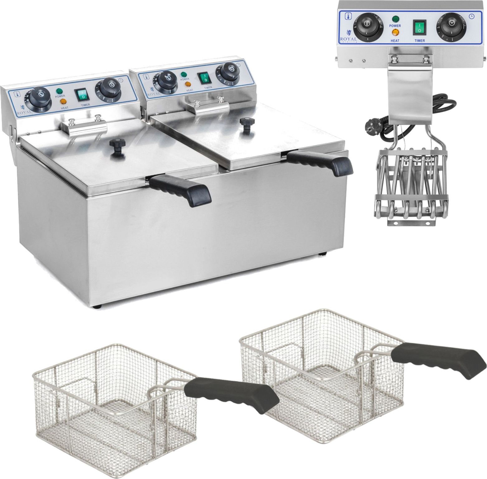 Royal Catering Frytownica elektryczna dwukomorowa TIMER 2x9L Frytownica elektryczna dwukomorowa TIMER 2x8,5L
