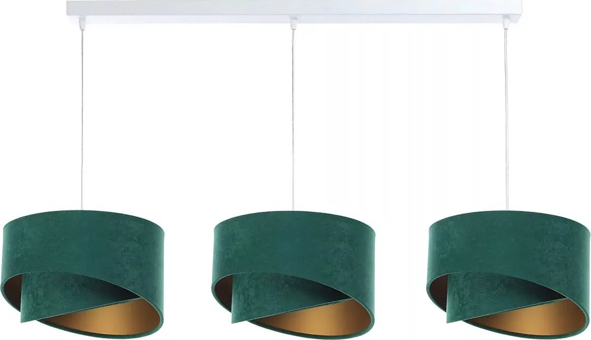 Lampa wisząca Lumes Biało-zielona lampa wisząca nad stół potrójna - S498-Hada