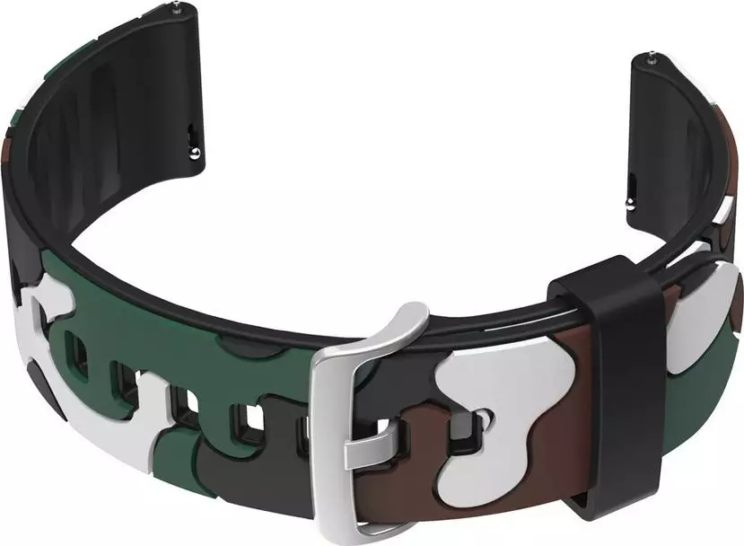 Pasek gumowy do zegarka U13 - czarny/biały-moro - 20mm