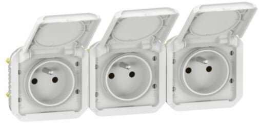 NOWE PLEXO 55 Gniazdo 3x2P+Z poziome komplet mechanizm 16A - 250V AC~ białe 069644L