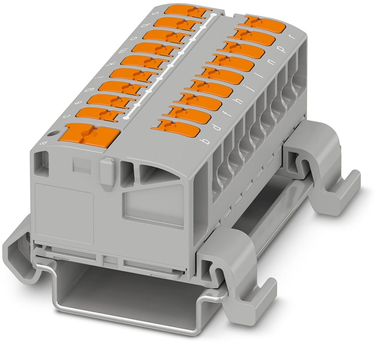 Blok rozdzielczy PTVFIX 6/18X2,5-NS35A GY, szare złącze przemysłowe - 18 punktów przyłączeniowych o przekroju 2,5mm2
