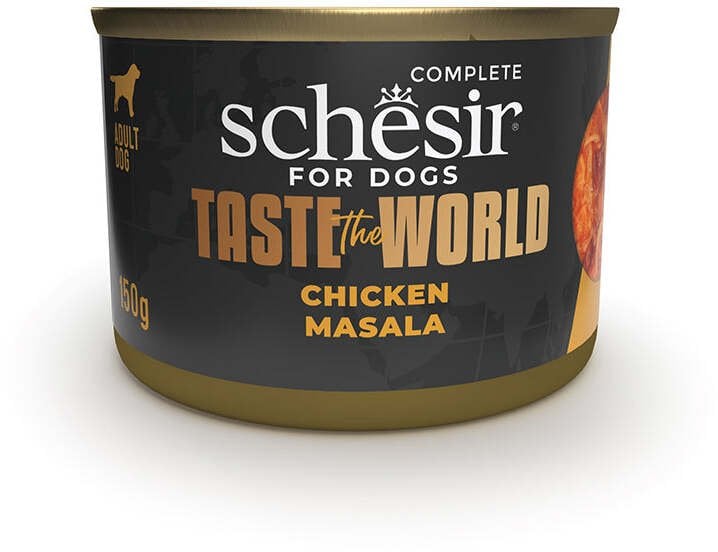 Schesir Taste the world, mokra karma, dla psów, kurczak masala, 150 g, puszka