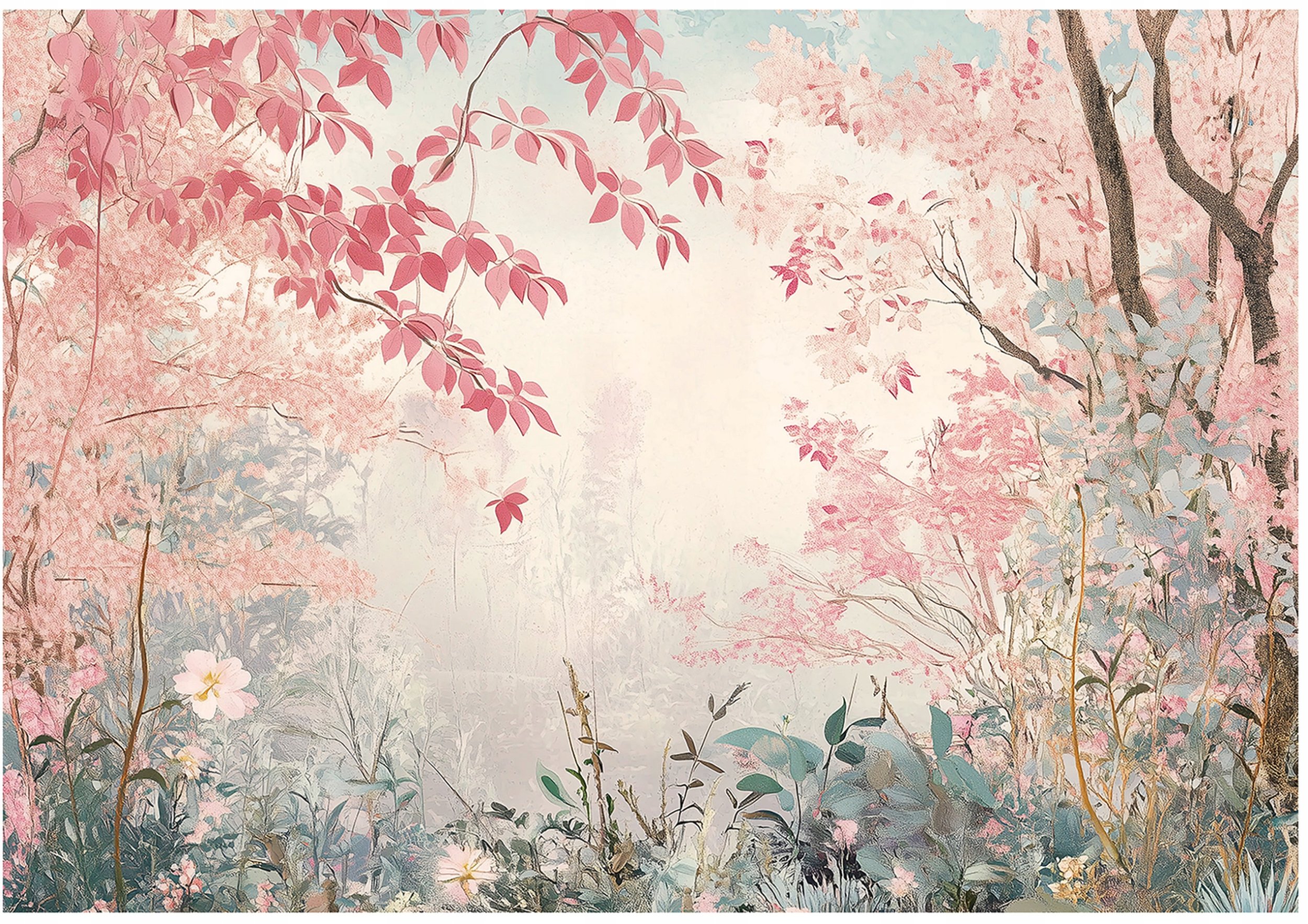 Fototapeta Las Różowy Natura Sypialnia Salon Tapeta Flizelina 250X175