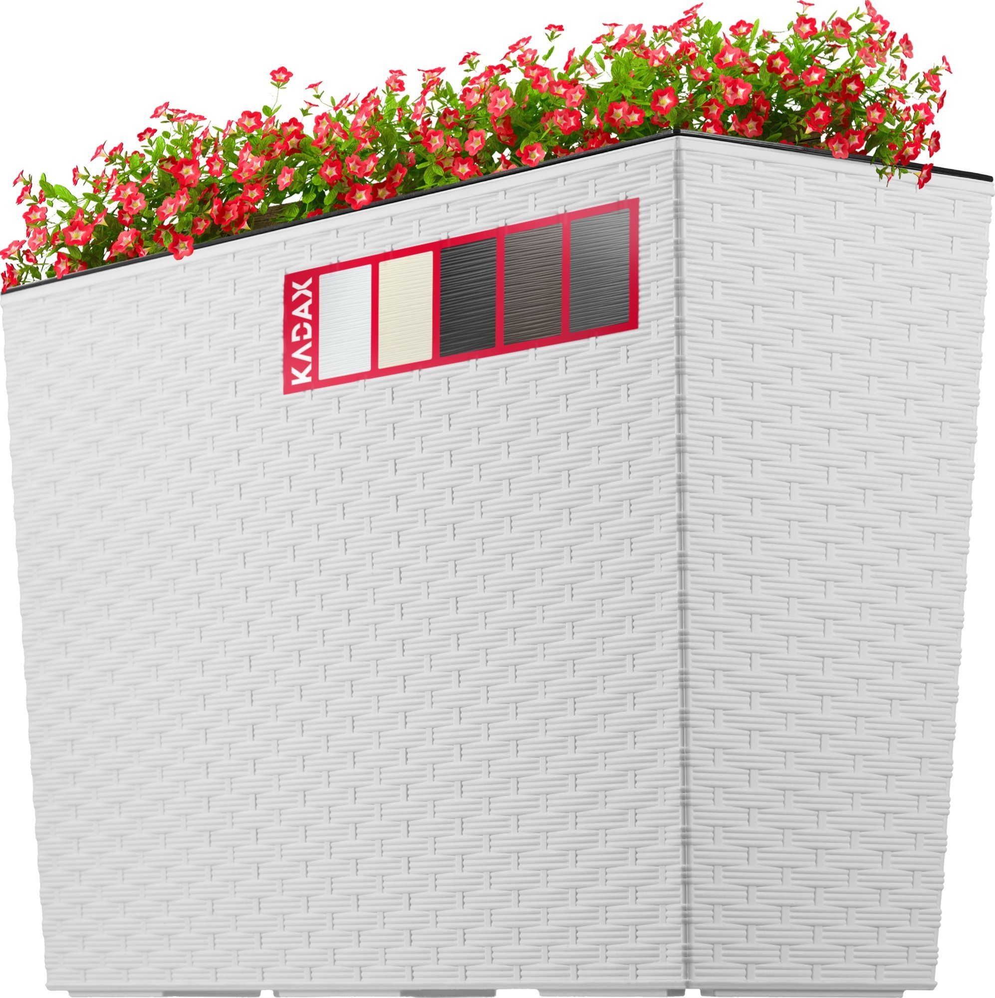 Kadax Kwietnik Donica + Wkład Rattan Biała 19x56 cm